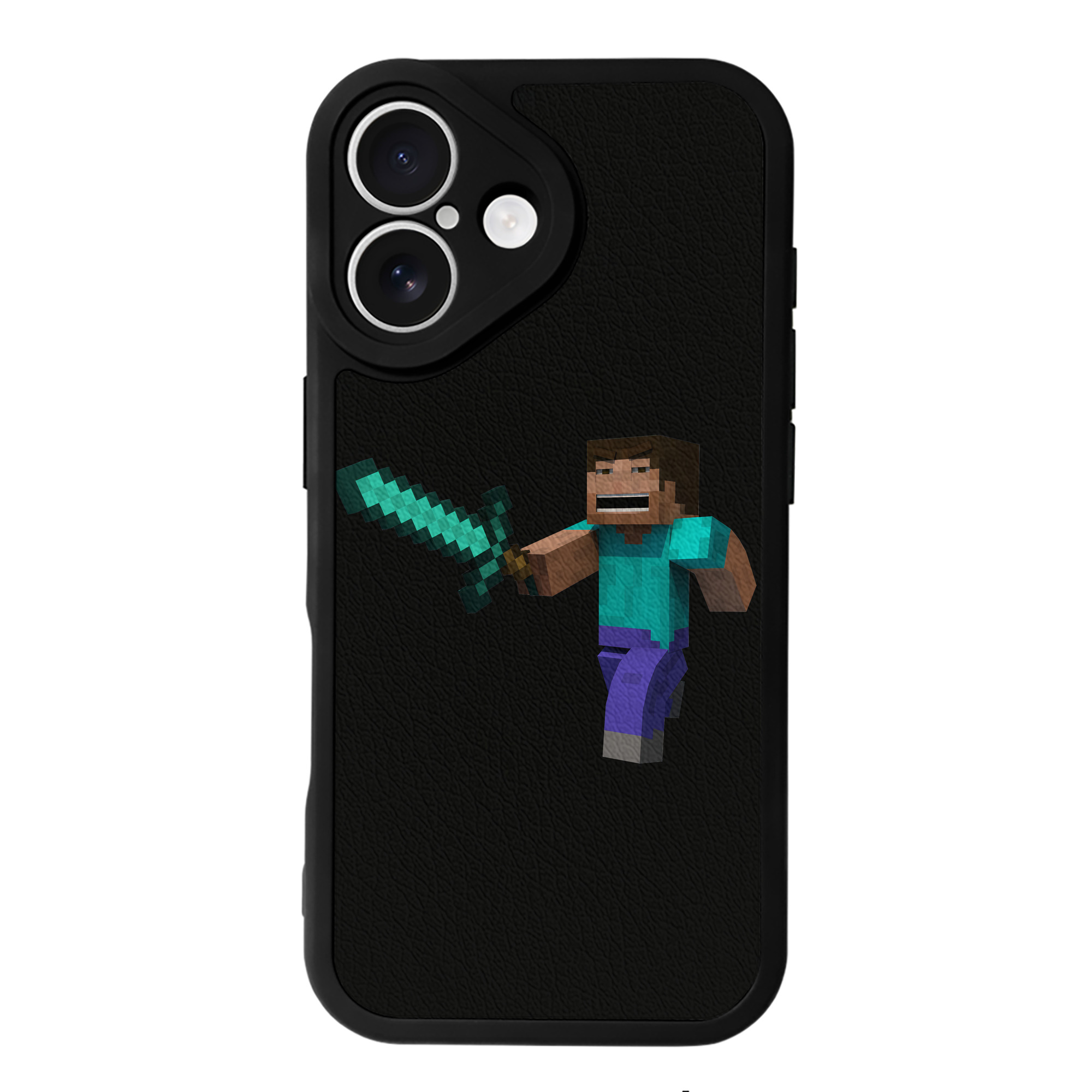 （画像用） マインクラフト ブロックの世界 Minecraft MC Block world 【iPhone 16シリーズ対応】シリコンスマホケース（レザー調） 材質：シリコン